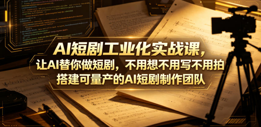 AI短剧工业化实战课,让AI替你做短剧,不用想不用写不用拍,搭建可量产的AI短剧制作团队-猴哥VIP资源站