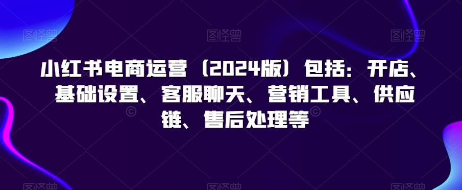 小红书电商运营(2024版)包括:开店、基础设置、客服聊天、营销工具、供应链、售后处理等-猴哥VIP资源站