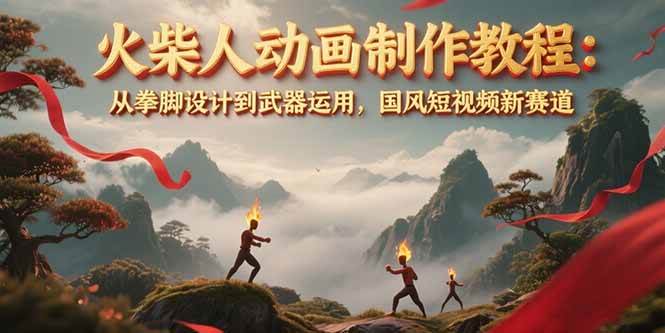 图片[1]-火柴人动画制作教程：从拳脚设计到武器运用，国风短视频新赛道-猴哥VIP资源站