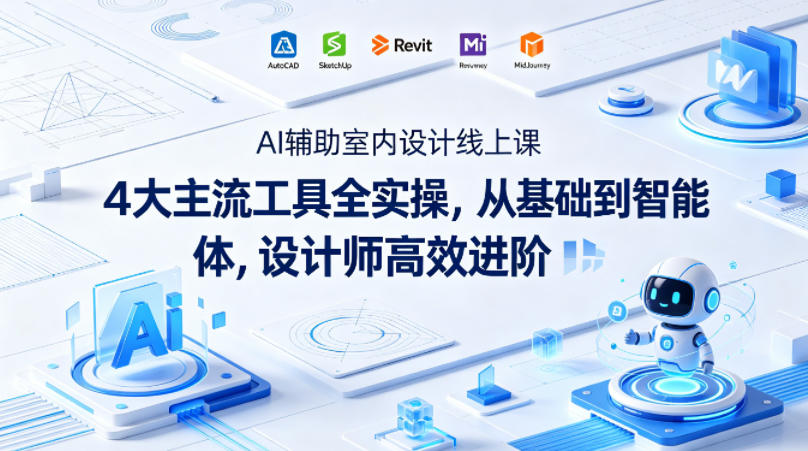 AI辅助室内设计线上课|4大主流工具全实操,从基础到智能体,设计师高效进阶-猴哥VIP资源站