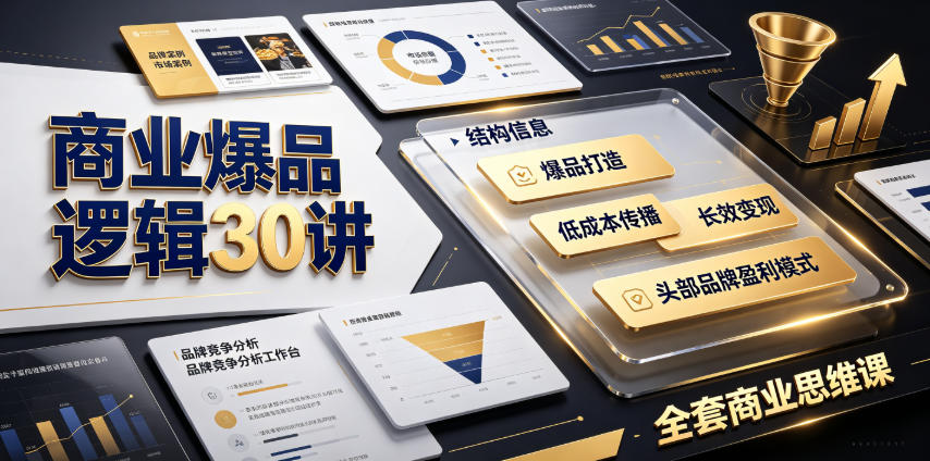 商业爆品逻辑30讲|拆解各行各业头部品牌盈利模式,吃透爆品打造、低成本传播、长效变现全套商业思维课-猴哥VIP资源站