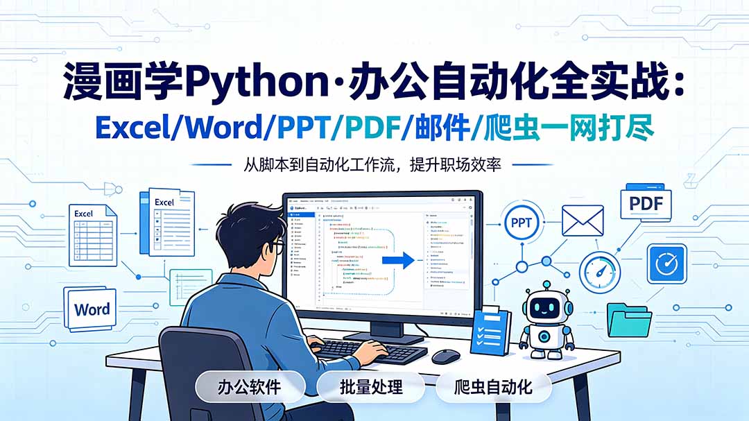 漫画学Python·办公自动化全实战：Excel/Word/PPT/PDF/邮件/爬虫一网打尽-猴哥VIP资源站