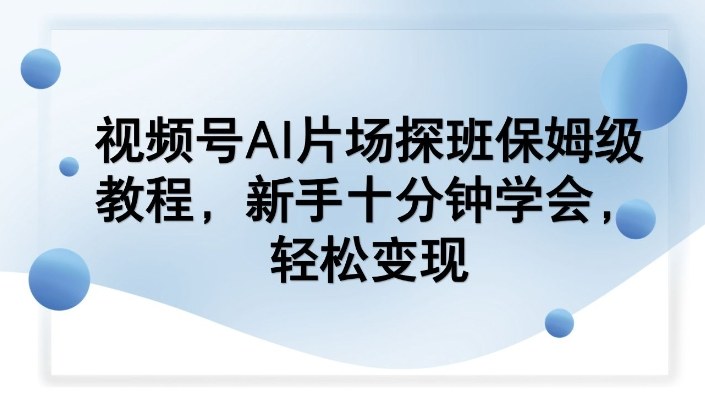 视频号AI片场探班保姆级教程,新手十分钟学会,轻松变现-猴哥VIP资源站
