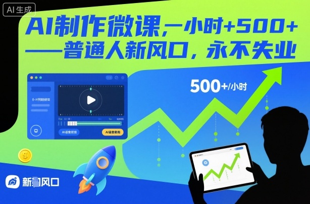AI制作微课,一小时5张+,普通人新风口,永不失业