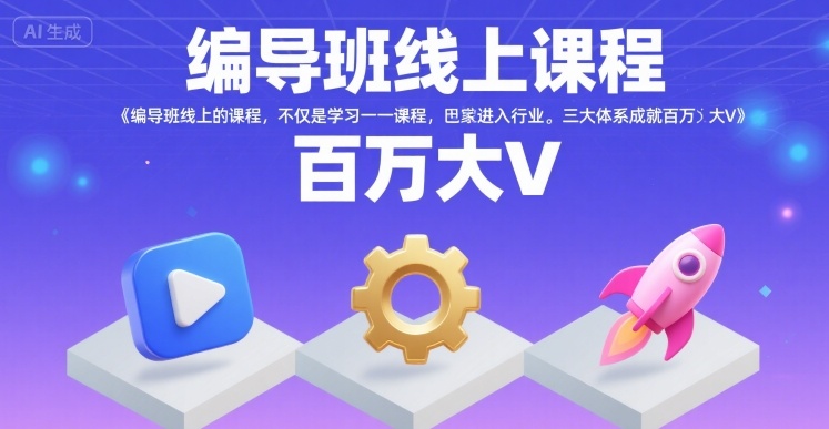编导班线上课程,不仅是学习一门课程,更是进入一个行业,三大体系成就百万大V-猴哥VIP资源站