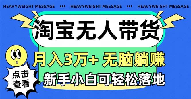 淘宝无人带货3.0高收益玩法,月入3万+,无脑躺赚,新手小白可落地实操-猴哥VIP资源站