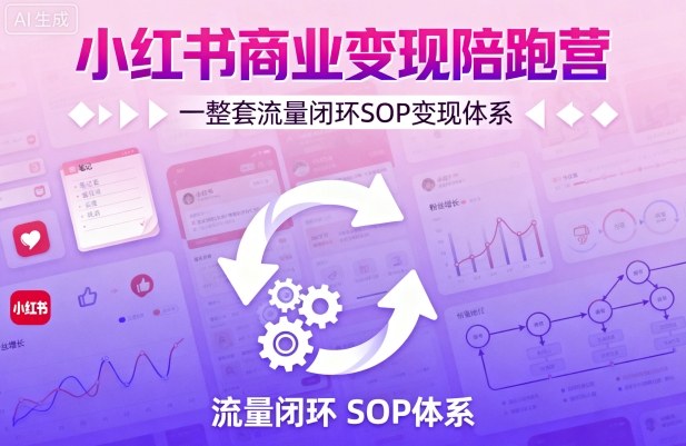 小红书商业变现陪跑营，轻IP矩阵 私域获客 聚光投流，一整套流量闭环SOP变现体系-猴哥VIP资源站