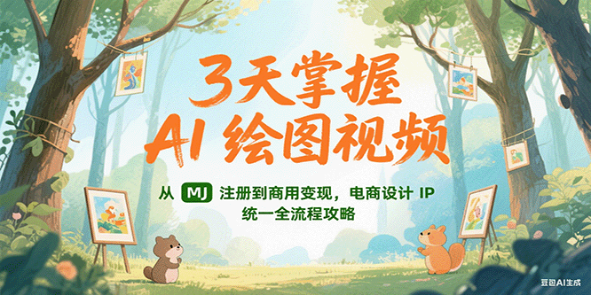 3天掌握AI绘图视频，从MJ 注册到商用变现，电商设计IP统一全流程攻略-猴哥VIP资源站