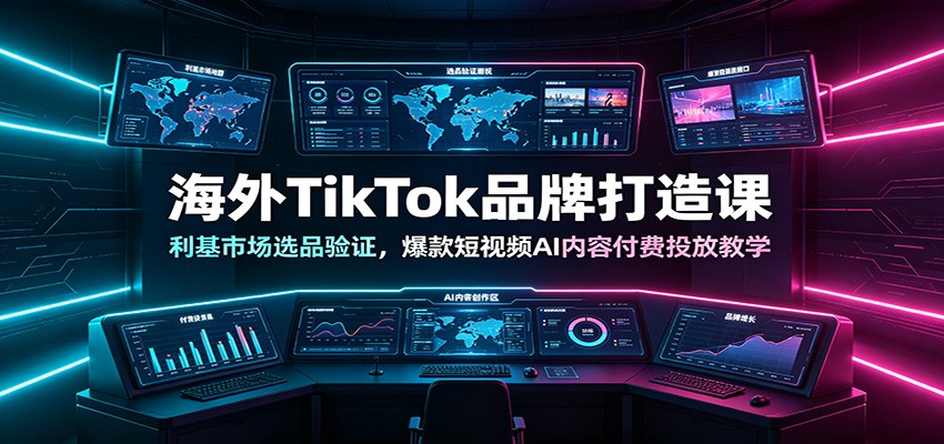 海外TikTok品牌打造课:利基市场选品验证,爆款短视频AI内容付费投放教学-猴哥VIP资源站