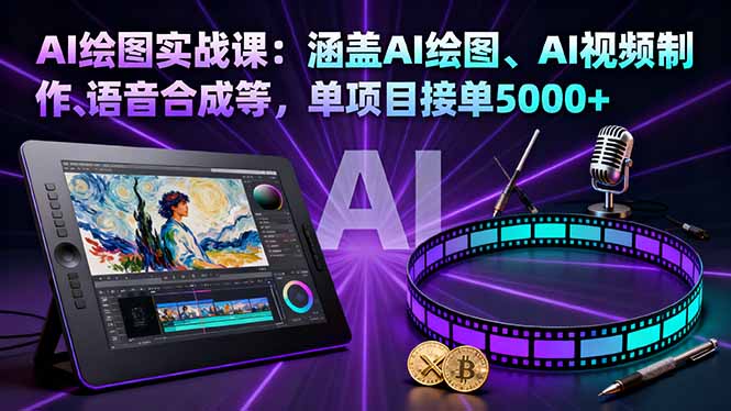 AI绘图实战课:涵盖AI绘图、AI视频制作、语音合成等,单项目接单5000+-猴哥VIP资源站