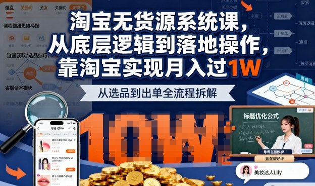 2025最新淘宝无货源系统课,从底层逻辑到落地操作,靠淘宝实现月入过1W(更新)-猴哥VIP资源站