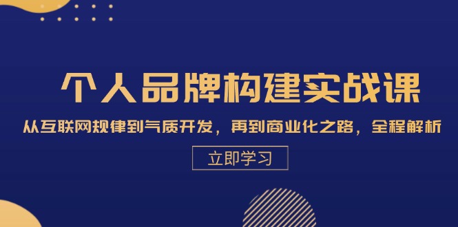 个人品牌构建实战课：从互联网规律到气质开发，再到商业化之路，全程解析-猴哥VIP资源站