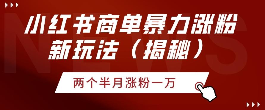 小红书商单暴力涨粉新玩法两个半月涨粉一万(揭秘)-猴哥VIP资源站