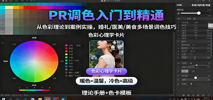 PR调色入门到精通：从色彩理论到案例实操，婚礼/医美/美食多场景调色技巧-猴哥VIP资源站