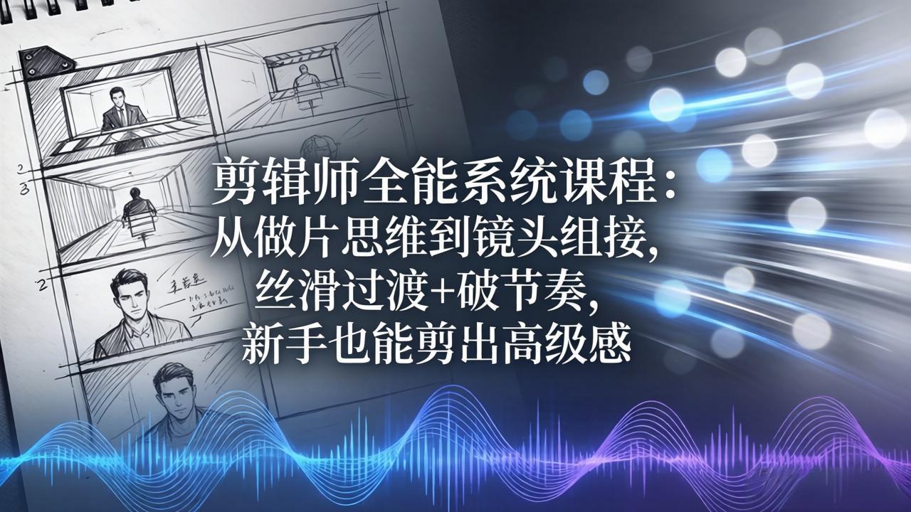 剪辑师全能系统课程：从做片思维到镜头组接，丝滑过渡+破节奏，新手也能剪出高级感-猴哥VIP资源站