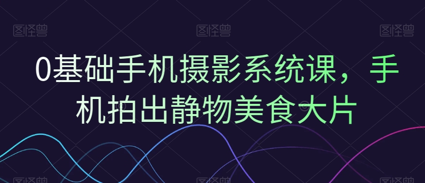 0基础手机摄影系统课，手机拍出静物美食大片-猴哥VIP资源站