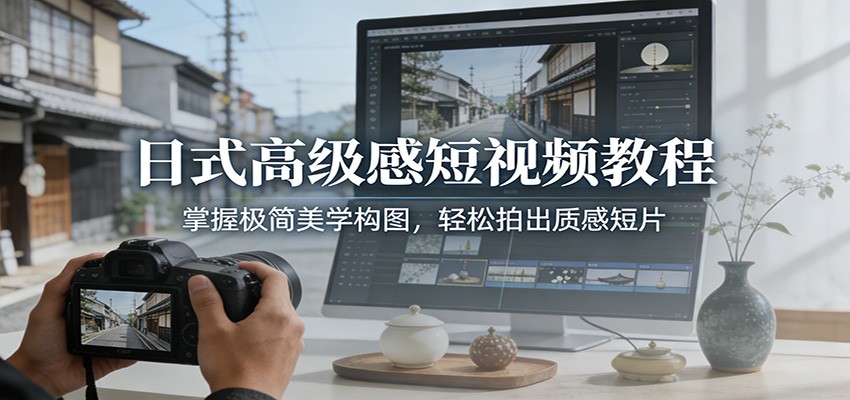 日式高级感短视频教程：掌握极简美学构图，轻松拍出质感短片-猴哥VIP资源站