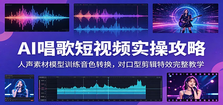 AI唱歌短视频实操攻略:人声素材模型训练音色转换,对口型剪辑特效完整教学-猴哥VIP资源站