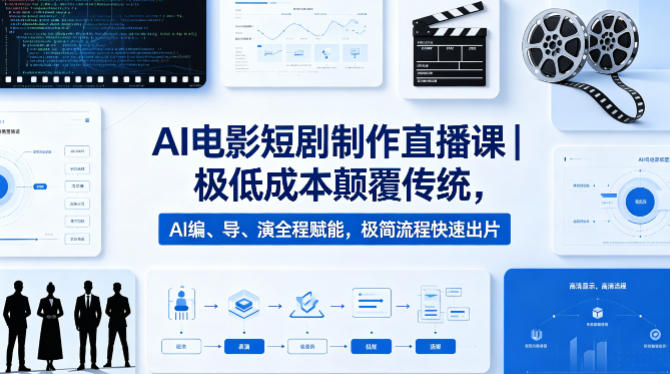 AI电影短剧制作直播课｜极低成本颠覆传统，AI编、导、演全程赋能，极简流程快速出片-猴哥VIP资源站