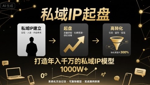 私域IP起盘,私域ip建立、起盘、高转化,打造年入千万的私域ip模型-猴哥VIP资源站