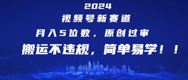 2024视频号新赛道，月入5位数+，原创过审，搬运不违规，简单易学【揭秘】-猴哥VIP资源站