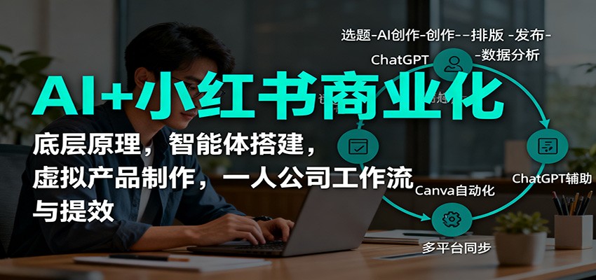 AI+小红书商业化，底层原理，智能体搭建，虚拟产品制作，一人公司工作流与提效-猴哥VIP资源站
