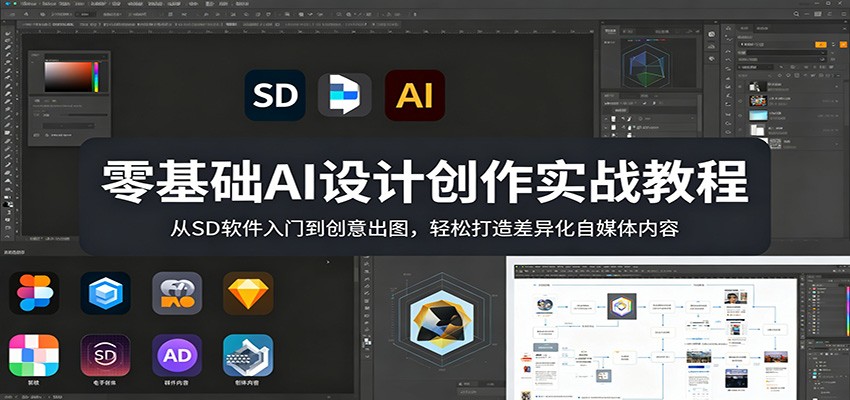 零基础AI设计创作实战教程：从SD软件入门到创意出图，轻松打造差异化自媒体内容-猴哥VIP资源站