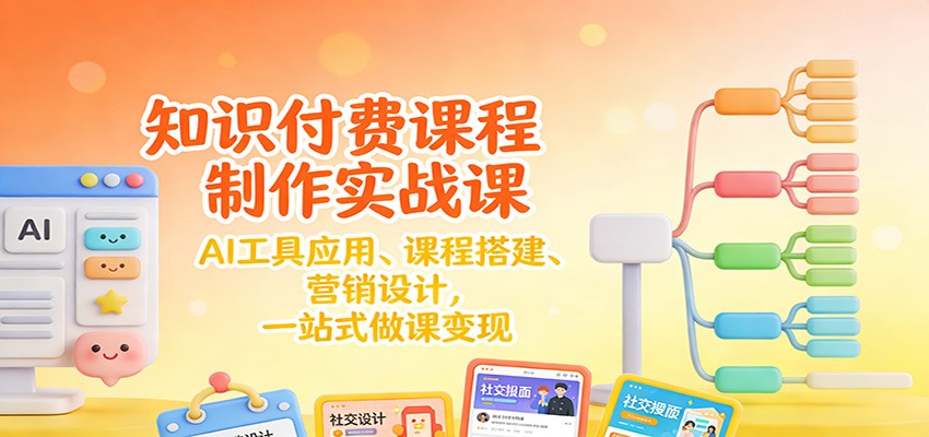 知识付费课程制作实战课:AI工具应用 、课程搭建、营销设计,一站式做课变现-猴哥VIP资源站