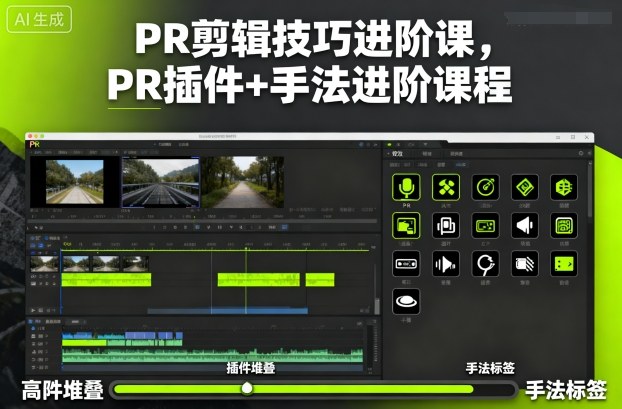 PR剪辑技巧进阶课，PR插件+手法进阶课程-猴哥VIP资源站