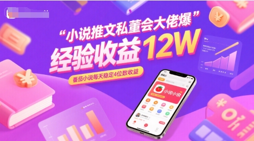 小说推文私董会大佬爆单经验分享收益12W，番茄小说每天稳定4位数收益-猴哥VIP资源站