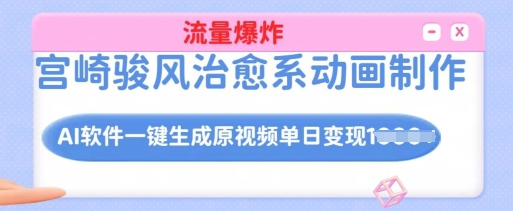 宫崎骏风治愈系动画制作，AI软件一键生成原创视频流量爆炸，单日变现多张，详细实操流程-猴哥VIP资源站