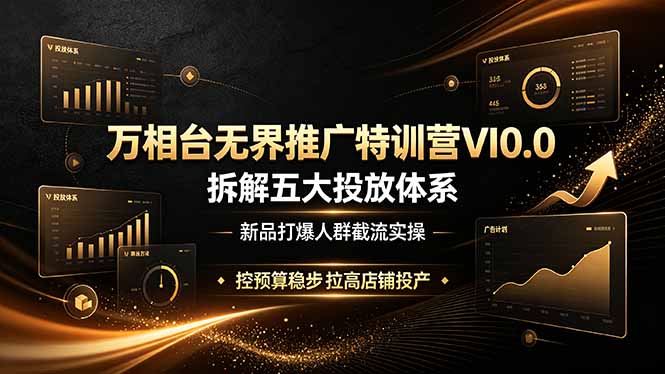万相台无界推广特训营VI0.0,拆解五大投放体系,新品打爆人群截流实操,控预算稳步拉高店铺投产-猴哥VIP资源站