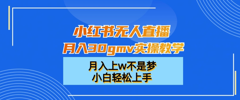 小红书无人直播月入30gmv实操教学，月入上w不是梦，小白轻松上手【揭秘】-猴哥VIP资源站