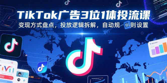 TikTok广告3位1体投流课,变现方式盘点,投放逻辑拆解,自动规则设置-猴哥VIP资源站