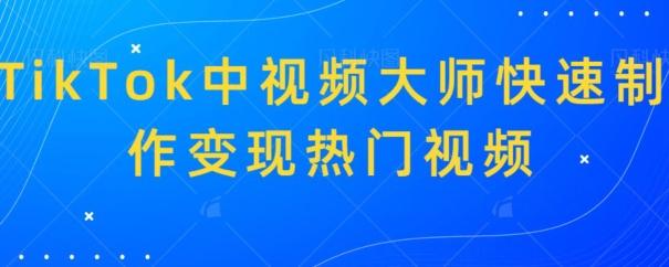 TikTok中视频大师快速制作变现热门视频-猴哥VIP资源站