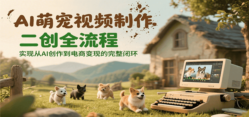 AI萌宠视频制作二创全流程，实现从AI创作到电商变现的完整闭环-猴哥VIP资源站