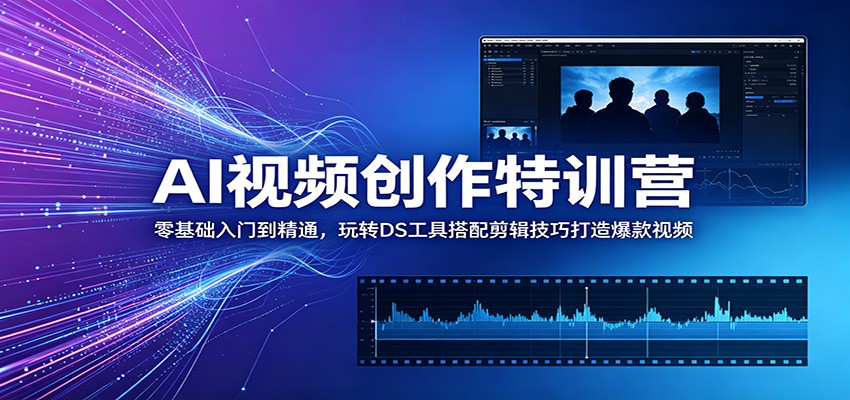AI视频创作特训营:零基础入门到精通,玩转DS工具搭配剪辑技巧打造爆款视频-猴哥VIP资源站