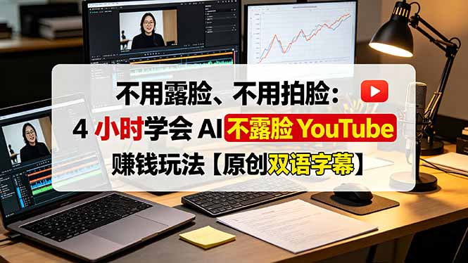 不用露脸、不用拍脸:4 小时学会 AI 不露脸 YouTube 赚钱玩法【原创双语字幕】-猴哥VIP资源站