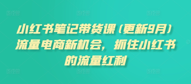 小红书笔记带货课(更新25年9月)流量电商新机会，抓住小红书的流量红利-猴哥VIP资源站
