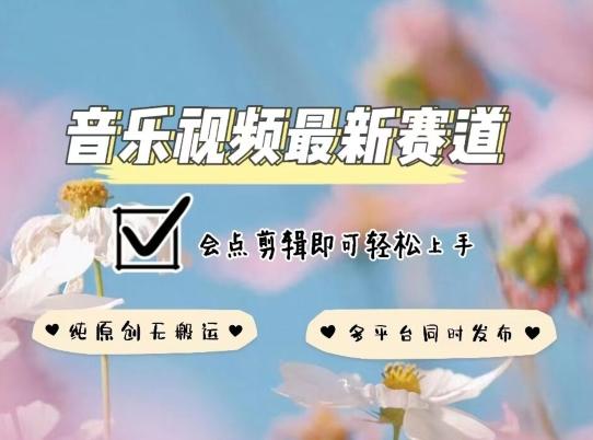 音乐视频赛道最新玩法，纯原创不违规，可所有平台同时发布，会点剪辑即可轻松拿捏【揭秘】-猴哥VIP资源站