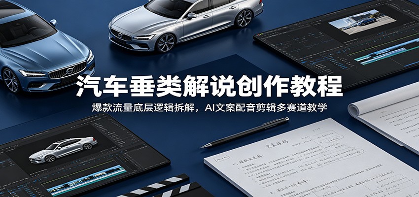 汽车垂类解说创作教程：爆款流量底层逻辑拆解，AI文案配音剪辑多赛道教学-猴哥VIP资源站