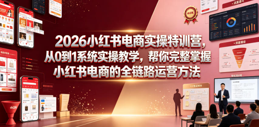 2026小红书电商实操特训营，从0到1系统实操教学，帮你完整掌握小红书电商的全链路运营方法-猴哥VIP资源站