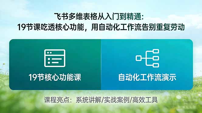 飞书多维表格从入门到精通：19节课吃透核心功能，用自动化工作流告别重复劳动-猴哥VIP资源站
