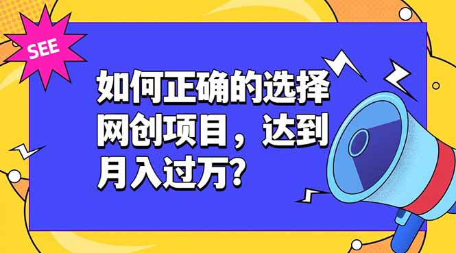 如何正确的选择网创项目,达到月入过万?,本课程教你正确选择项目。-猴哥VIP资源站