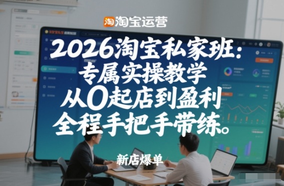 2026淘宝私家班：专属实操教学，从0起店到盈利，全程手把手带练(更新)-猴哥VIP资源站