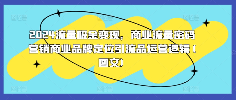 2024流量吸金变现,商业流量密码营销商业品牌定位引流品运营逻辑(图文)-猴哥VIP资源站