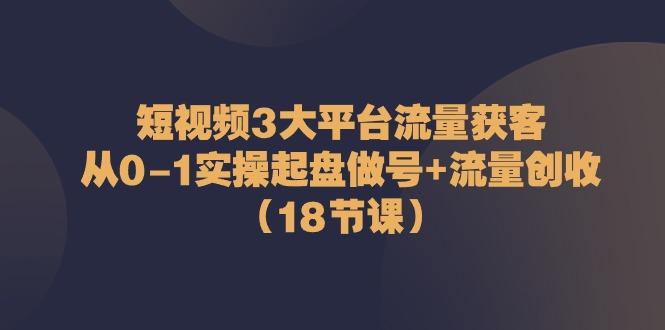 短视频3大平台流量获客：从0-1实操起盘做号+流量创收(18节课)-猴哥VIP资源站