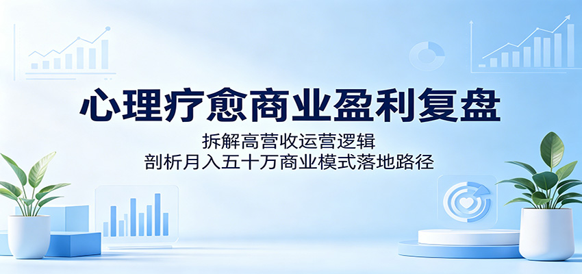 心理疗愈商业盈利复盘：拆解高营收运营逻辑，剖析月入五十万商业模式落地路径-猴哥VIP资源站