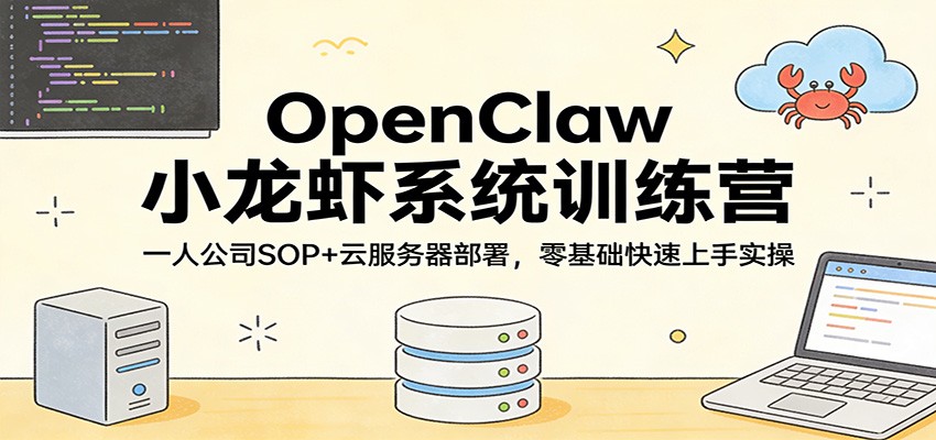OpenClaw小龙虾系统训练营:一人公司SOP,云服务器部署,零基础快速上手实操-猴哥VIP资源站