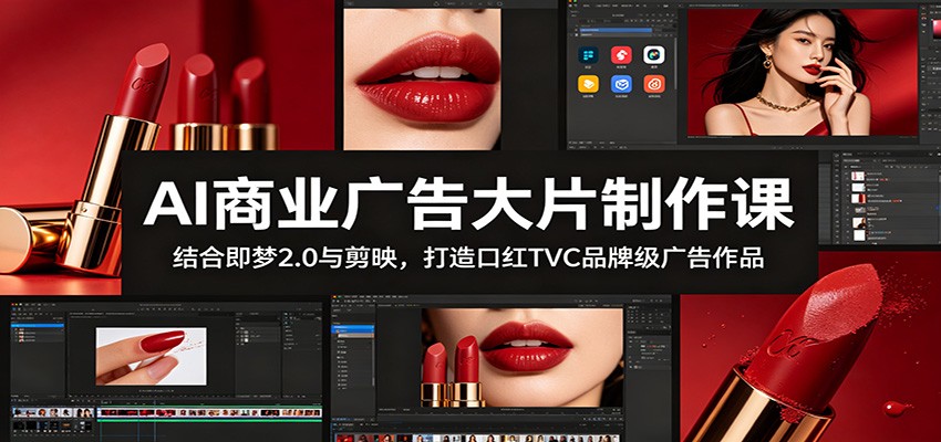 AI商业广告大片制作课：结合即梦2.0与剪映，打造口红TVC品牌级广告作品-猴哥VIP资源站